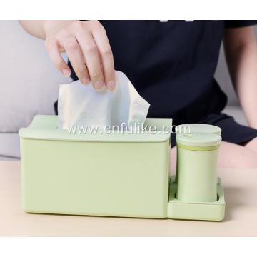 Bamboo Tissue Box Napkin Holder with Toothpick Holder